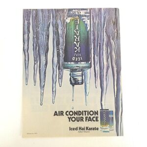 Vintage Iced Hai Karate After Shave Print Ad 1973 Advertising Grooming Man Cave